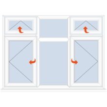 Upvc Casement Window Vent Opener/Fixedx2/Vent Side Opener