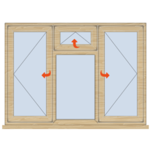 Timber Casement Window Open/Vent over Fixed/Open