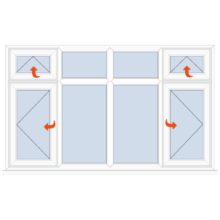 Upvc Casement Window Vent Side Hung/fixed/fixed/Vent Side Hung