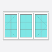 Timber All Bar Casement Window Open/Fixed/Open