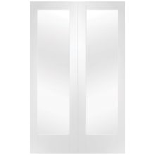 Pattern 10 White Primed Pair of Clear Glass Doors