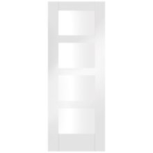 Shaker 4 Light Clear Glass White Primed Door