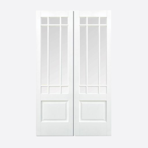 White Downham Glazed 9L Door Pair
