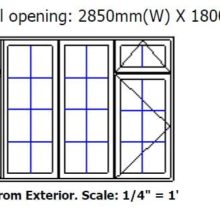 Clearance timber window 2850 x 1800