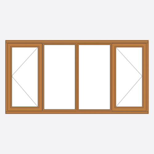 Sunvu Oak Casement Window open/fixed/fixed/open
