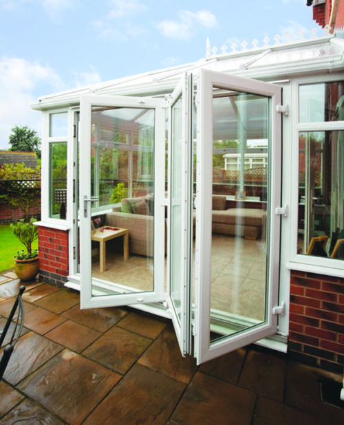 3 door white upvc folding to the right from the outside