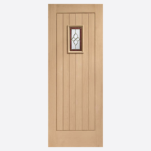 Chancery Onyx Triple Glazed Oak External Door with Brass Caming