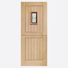 Chancery Stable Triple Glazed external Oak Door with Brass Caming