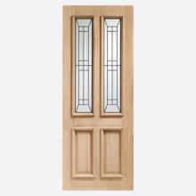 Malton Diamond Triple Glazed External Oak Door with Black Caming