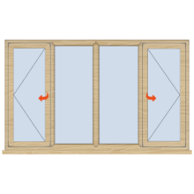Standard Timber Casement Window 2334mm Wide Open/Fixedx2/Open