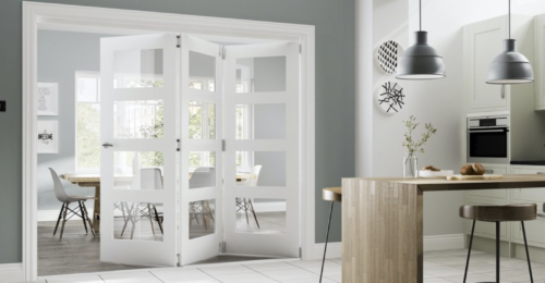 Deanta Coventry White Folding Clear Glass Doors