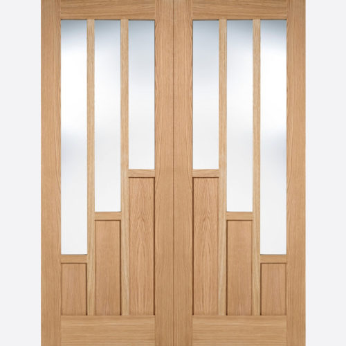 Oak Coventry Glazed 3L Pre-finished Door Pair