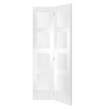 Shaker Bi-fold Clear Glazed Primed White Door