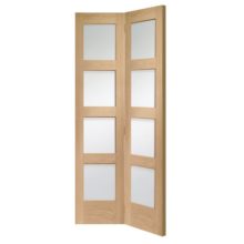 Shaker Bi-fold Oak Glazed Un-finished Door
